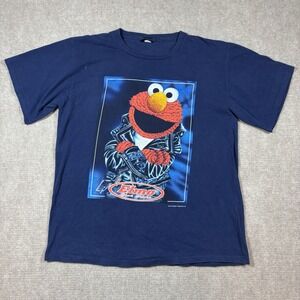 Sesame Street Elmo‎ Cool Style Navy Single Stitch Hip Hop Rap Shirt Size XL